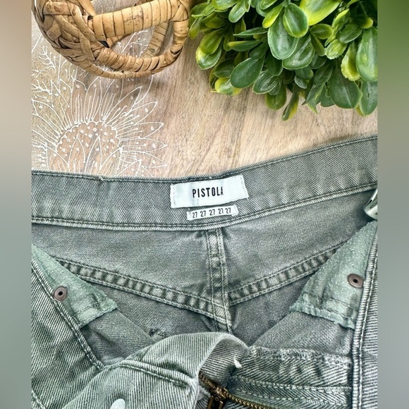 Pistola Gigi Low-Rise Cut-Off Distressed in Washed Olive Green Size 27 - Picture 9 of 15